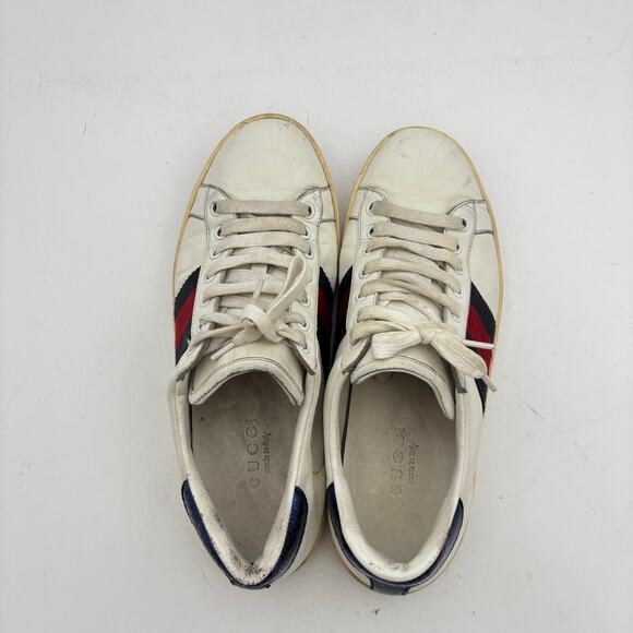 Gucci White Ace Low Sneakers Men's 9 Luxury Streetwear - Picture 6 of 15